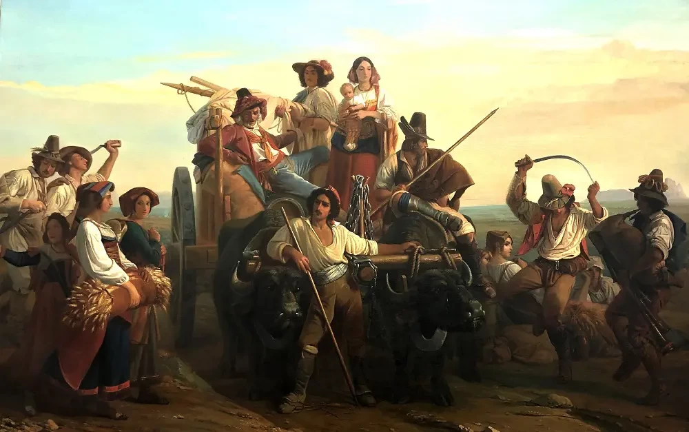 L'arrivo dei mietitori nelle paludi pontine, 1836 (copia da Léopold Robert) - Museo d'arte e di storia, Neuchâtel
